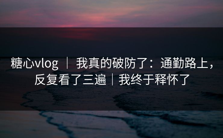 糖心vlog ｜ 我真的破防了：通勤路上，反复看了三遍｜我终于释怀了