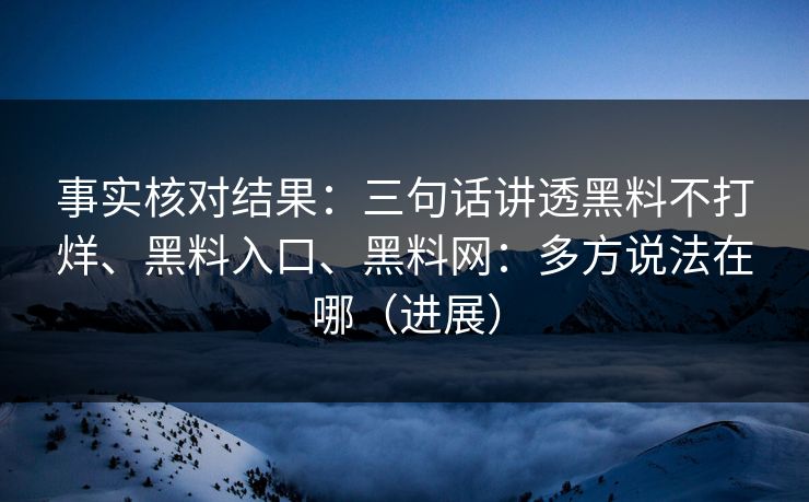 事实核对结果：三句话讲透黑料不打烊、黑料入口、黑料网：多方说法在哪（进展）