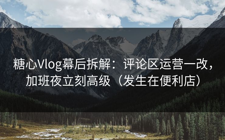 糖心Vlog幕后拆解：评论区运营一改，加班夜立刻高级（发生在便利店）