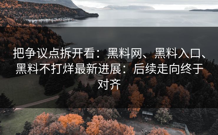 把争议点拆开看：黑料网、黑料入口、黑料不打烊最新进展：后续走向终于对齐