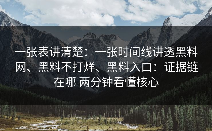 一张表讲清楚：一张时间线讲透黑料网、黑料不打烊、黑料入口：证据链在哪 两分钟看懂核心