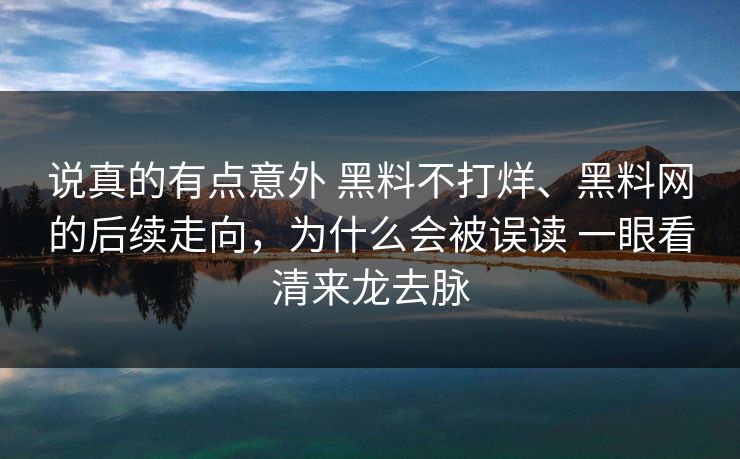 说真的有点意外 黑料不打烊、黑料网的后续走向，为什么会被误读 一眼看清来龙去脉