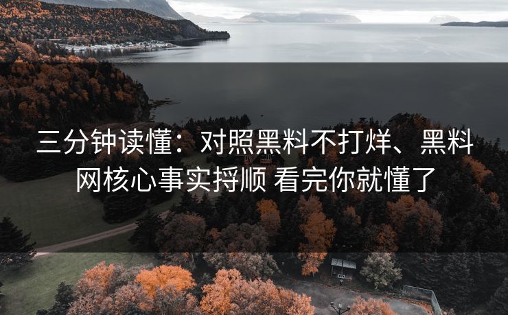 三分钟读懂：对照黑料不打烊、黑料网核心事实捋顺 看完你就懂了