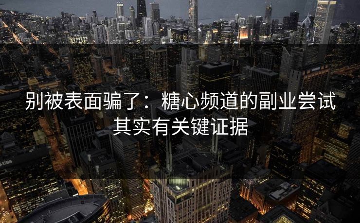 别被表面骗了：糖心频道的副业尝试其实有关键证据
