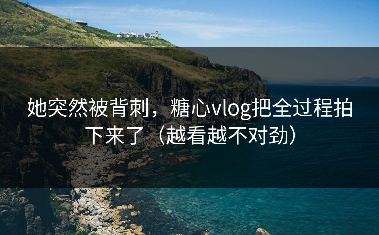 她突然被背刺，糖心vlog把全过程拍下来了（越看越不对劲）