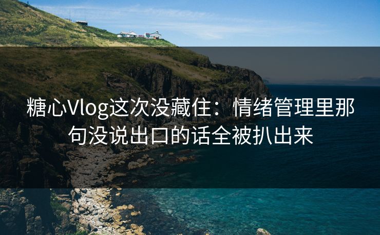 糖心Vlog这次没藏住：情绪管理里那句没说出口的话全被扒出来