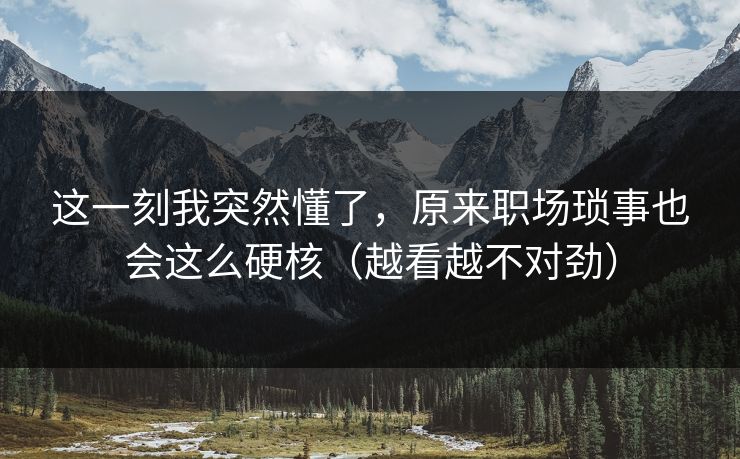 这一刻我突然懂了，原来职场琐事也会这么硬核（越看越不对劲）