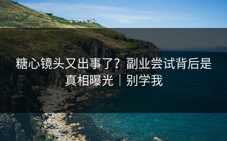 糖心镜头又出事了？副业尝试背后是真相曝光｜别学我