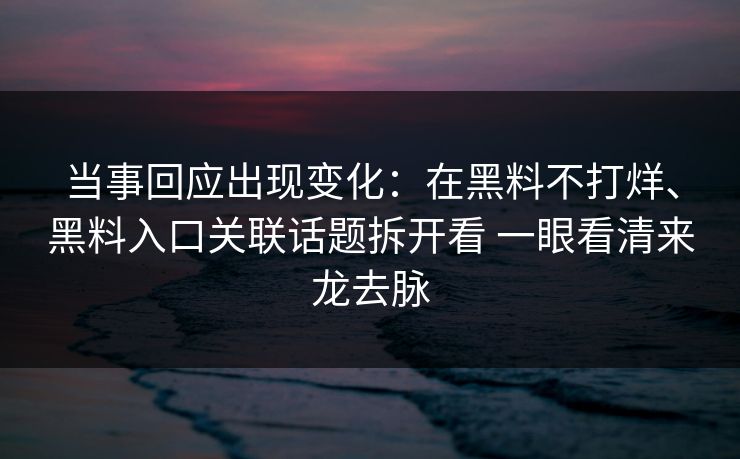 当事回应出现变化：在黑料不打烊、黑料入口关联话题拆开看 一眼看清来龙去脉