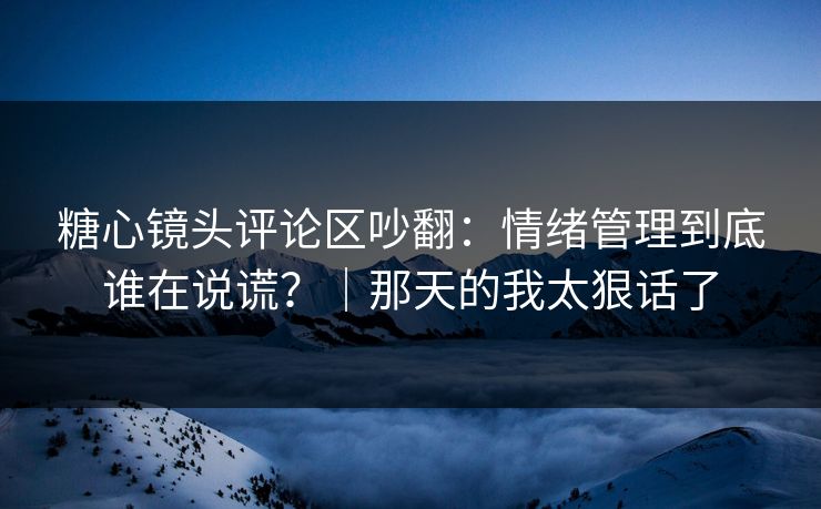 糖心镜头评论区吵翻：情绪管理到底谁在说谎？｜那天的我太狠话了