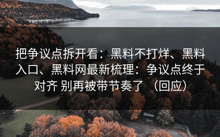 把争议点拆开看：黑料不打烊、黑料入口、黑料网最新梳理：争议点终于对齐 别再被带节奏了 （回应）