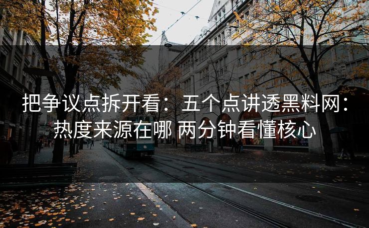 把争议点拆开看：五个点讲透黑料网：热度来源在哪 两分钟看懂核心