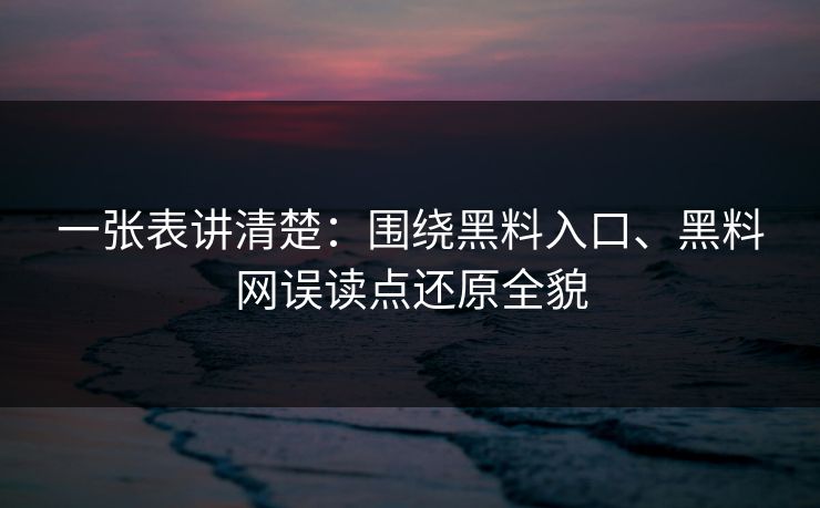 一张表讲清楚：围绕黑料入口、黑料网误读点还原全貌