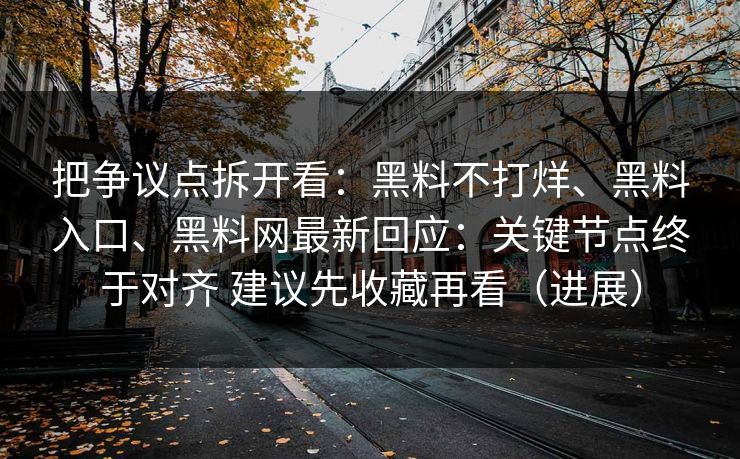 把争议点拆开看：黑料不打烊、黑料入口、黑料网最新回应：关键节点终于对齐 建议先收藏再看（进展）