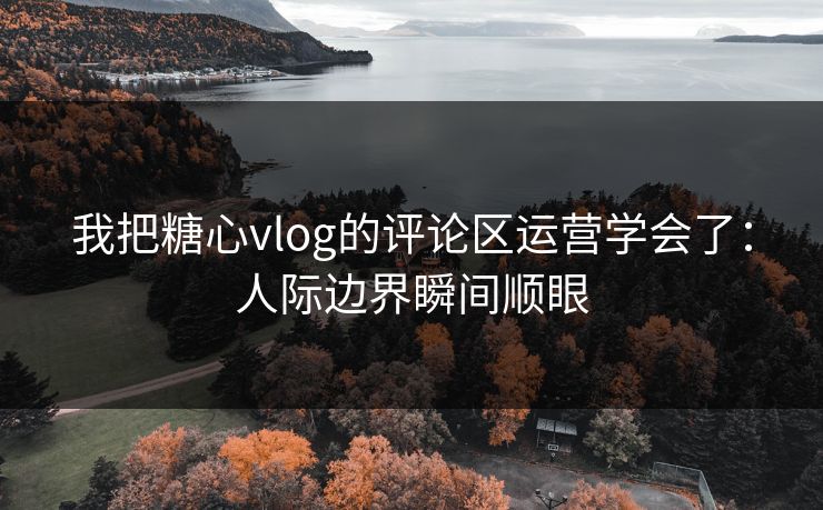 我把糖心vlog的评论区运营学会了：人际边界瞬间顺眼