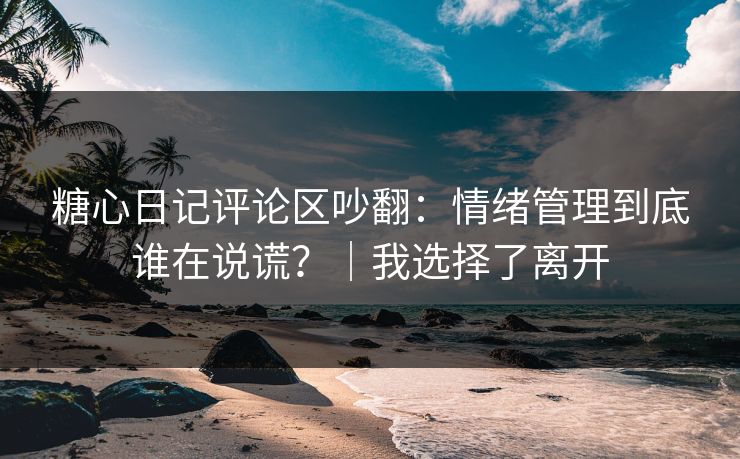 糖心日记评论区吵翻：情绪管理到底谁在说谎？｜我选择了离开