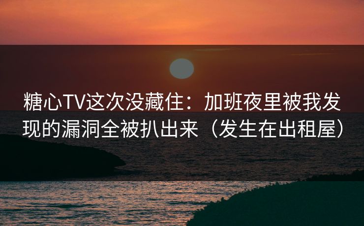 糖心TV这次没藏住：加班夜里被我发现的漏洞全被扒出来（发生在出租屋）