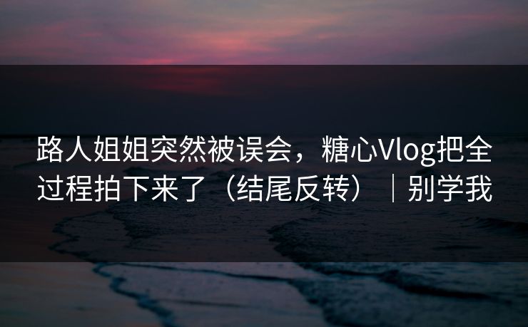 路人姐姐突然被误会，糖心Vlog把全过程拍下来了（结尾反转）｜别学我