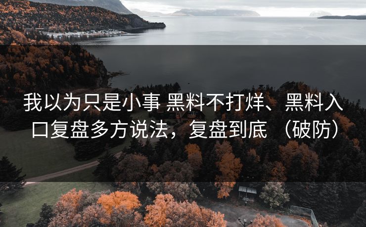 我以为只是小事 黑料不打烊、黑料入口复盘多方说法，复盘到底 （破防）