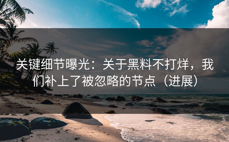关键细节曝光:关于黑料不打烊,我们补上了被忽略的节点(进展) 关键细节曝光:关于黑料不打烊,我们补上了被忽略的节点(进展)