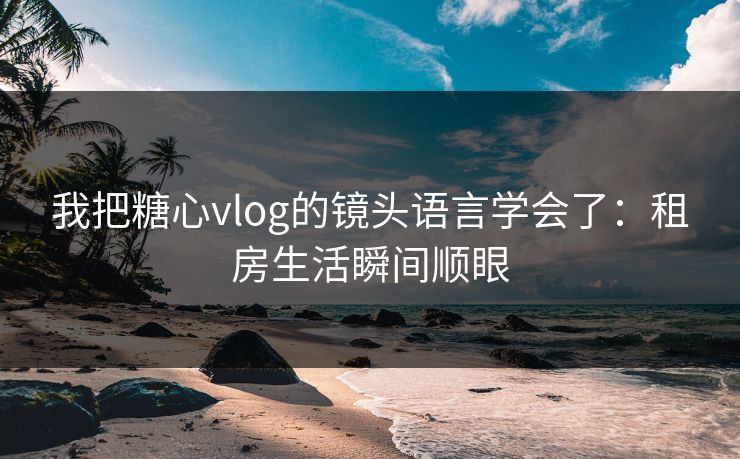 我把糖心vlog的镜头语言学会了：租房生活瞬间顺眼
